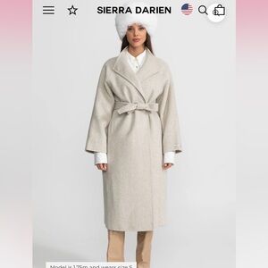 Wrap Belted Long Coat in Light Beige- BRAND NEW